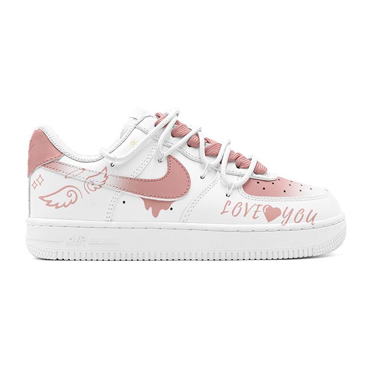 Nike Air Force 1 Air Force 1, Spring Renewal, Mismatched Graffiti Slip Resistant Low top Skateboard Shoes GS Pink Blue DH2920-111(TeamS-S-BOX)