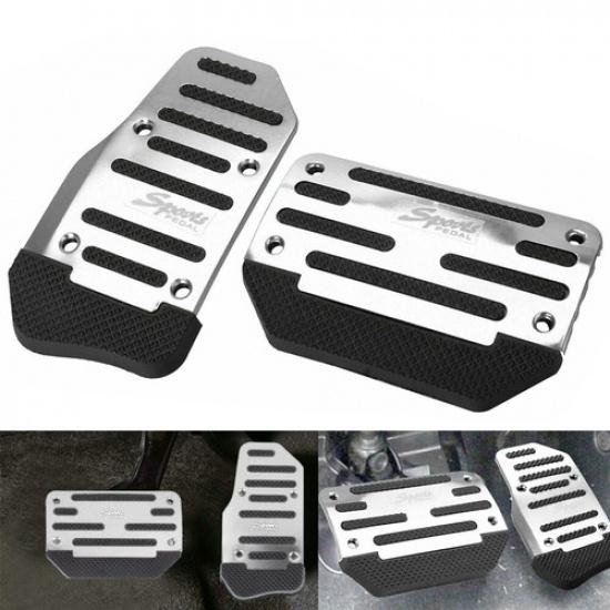 2X Non-Slip Automatic Gas Brake Foot Pedal Pad Cover Car Accessories Silver EOA