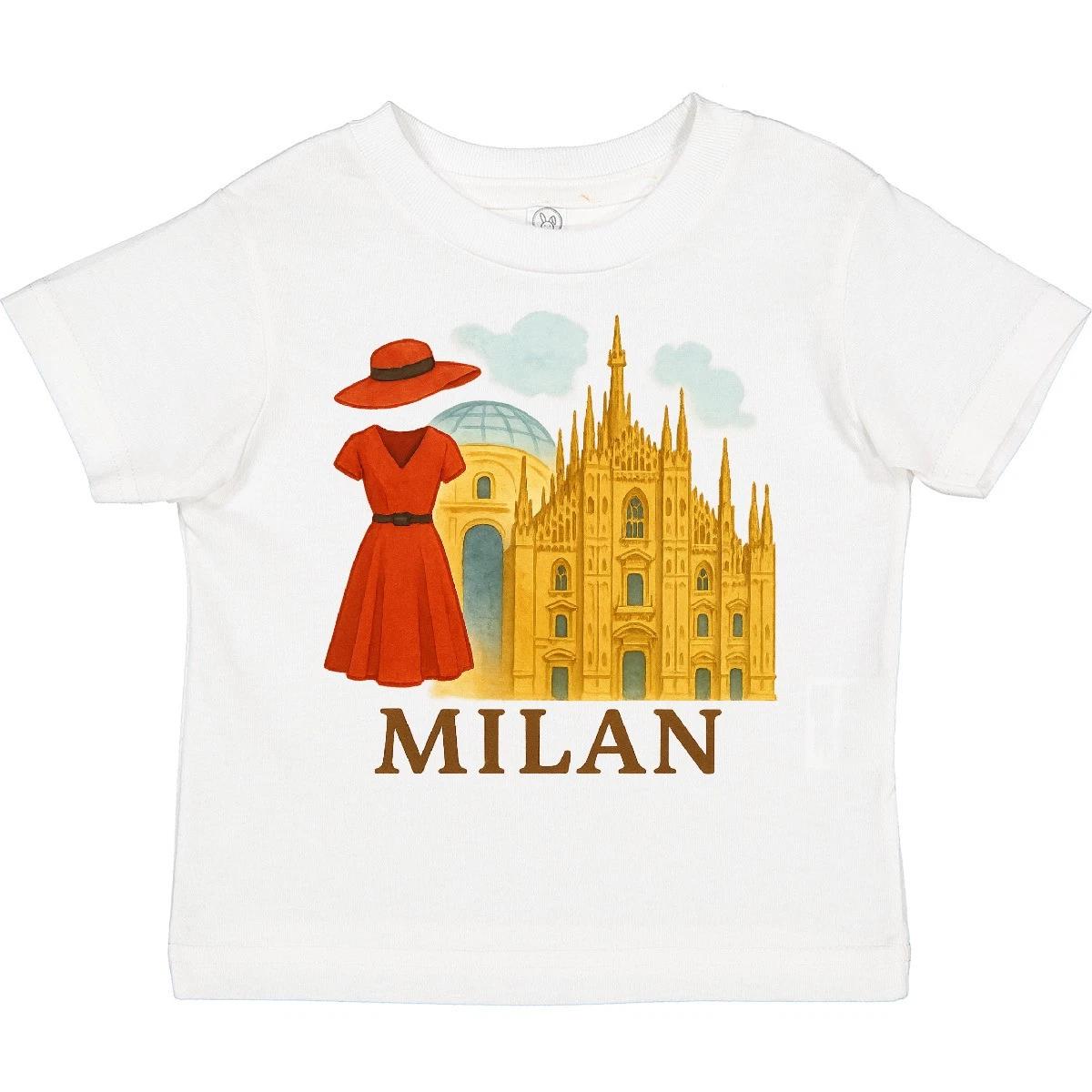 Inktastic Milan Italy Toddler kids boys T-Shirt Souvenir Milano Skyline Vacation Graphic 150
