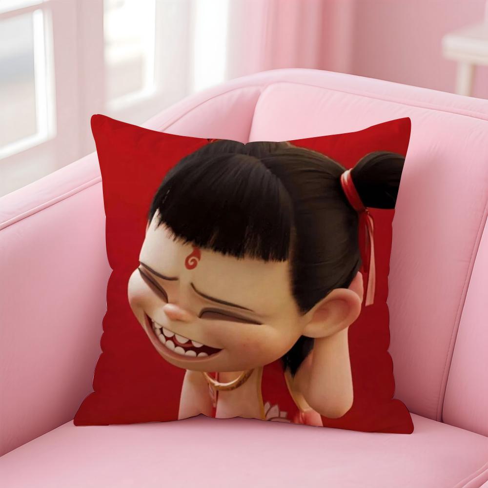 Animated Movie Nezha Cushion Cover Comfortable Reversible Pillow Cover Ideal for Car Sofa Bedroom & Beyond