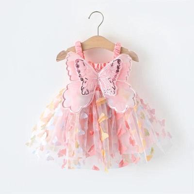 Baby Girls Dresses With Wing Summer Sleeveless Lace Princess Clothes Soft Children's Dresses For Girls