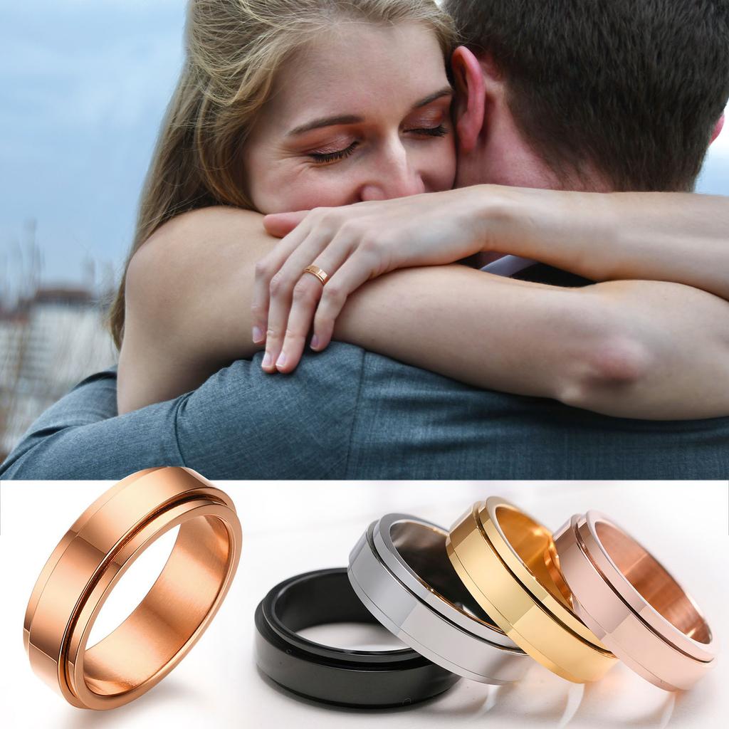 Stainless Steel Spinner Fidget Ring for Men Women Anxiety Jewelry Size 5 To 12