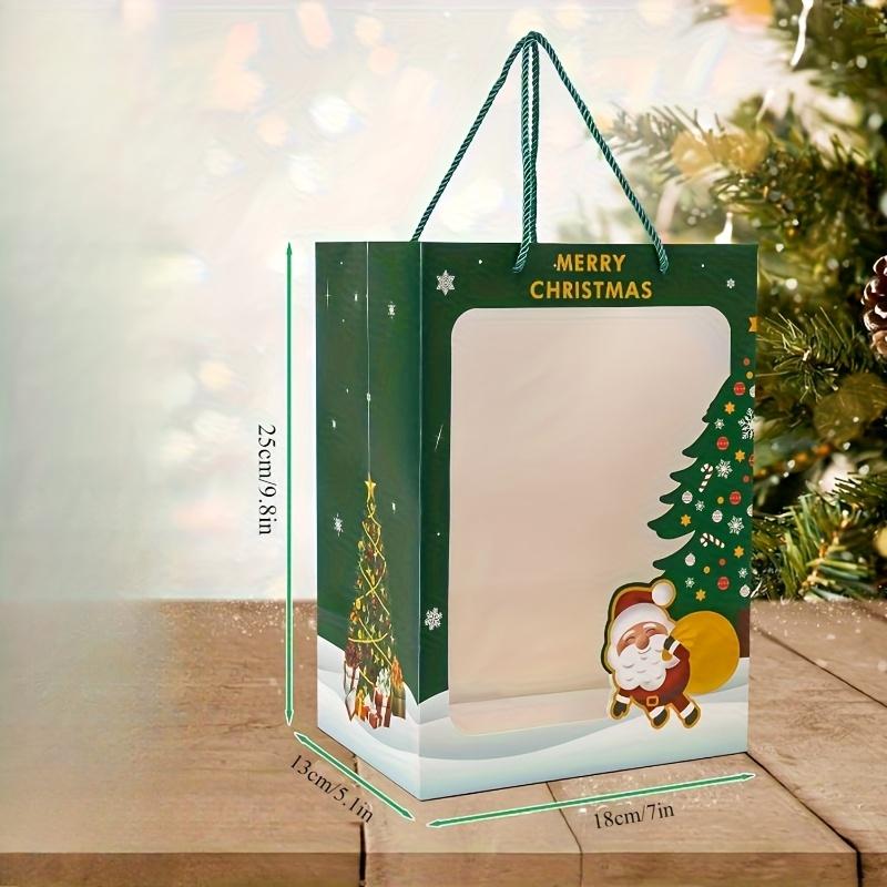 6 szt., Świąteczna torba prezentowa z okienkiem i uchwytami - Duże papierowe torby z motywem renifera na Boże Narodzenie, wesele, urodziny i przyjęcia świąteczne