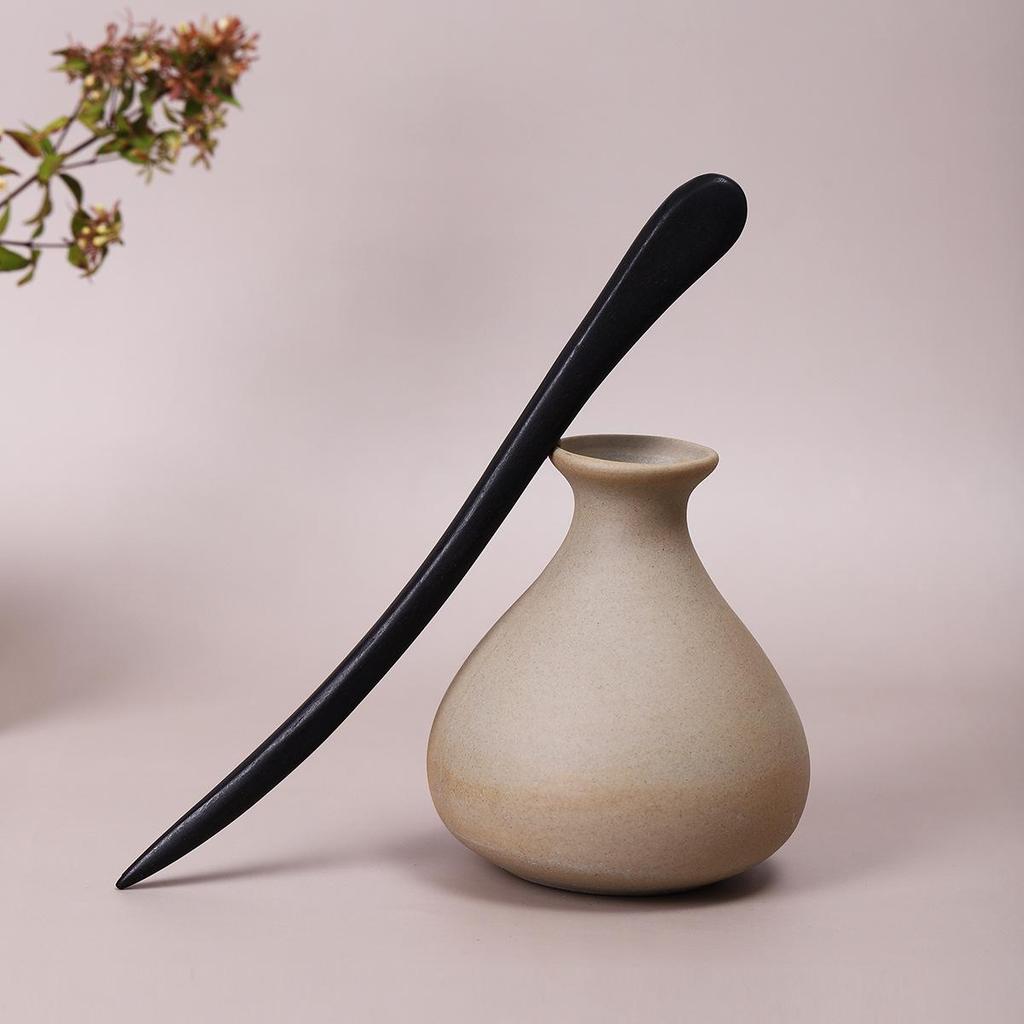 Vintage Ebony Wood Hairpin: Auspicious Clouds Design for Elegant Updos