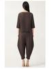 Miyake Women's High-End Flattering T-shirt & Irregular Harem Pants Two-Piece Set