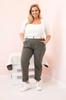 Spodnie Damskie Bawełniane Plus Size Z Paskiem Khaki Xl