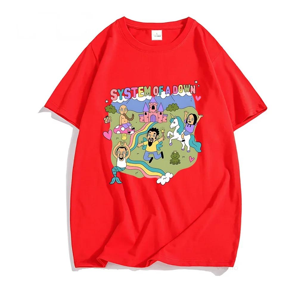 System of A Down Band T-shirt100% Cotton High  Soft Tee-shirt Womens Cartoon Graphic Tshirt Unisex Rock Music Streetwear Tees