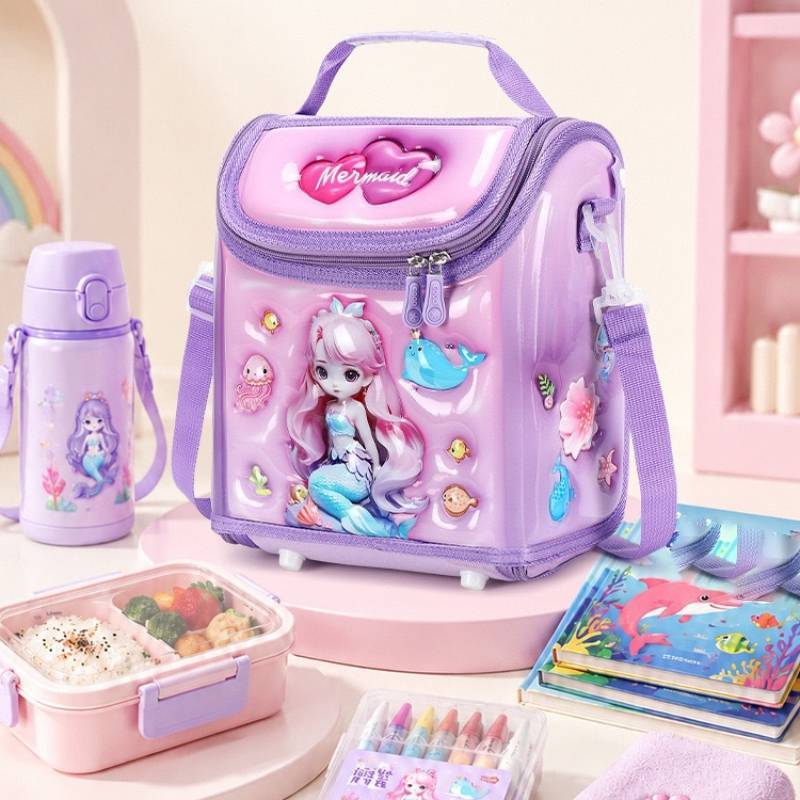 Kids Cartoon Lunch Bag With Insulated Polyester For Kindergarten And Travel Use