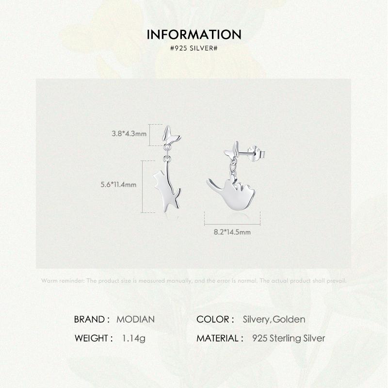MODIAN 925 Sterling Sølv Søt Spille-Katt Øredobber For Kvinner Dyr Ørestifter Smykker Festtilbehør