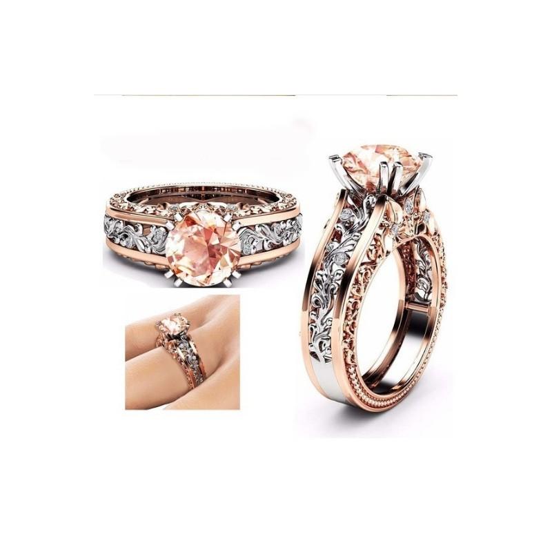 Elegant 10mm Round Cut 18k Rose Gold Filled Bridal Engagement Ring For Timeless Beauty