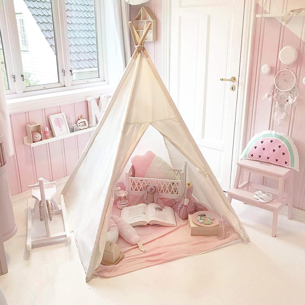 Wilwolfer Kids' Teepee Tent, Toy House, Easy Assembly, Portable Secret Base, Birthday or Christmas Gift (White)