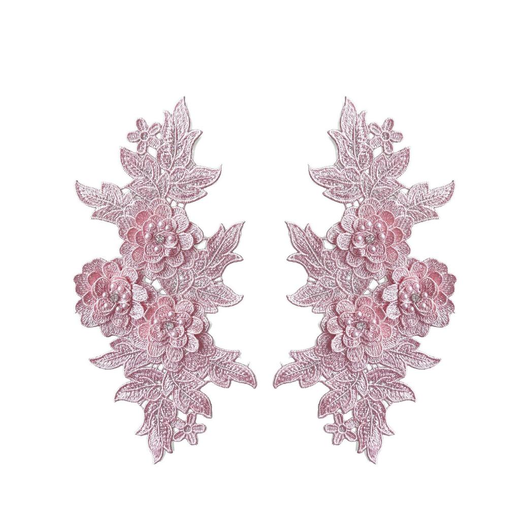 Classical Three-Dimensional Beads, Drills, Solid Color Pair Of Flowers, Embroidery Lace Fabric, Performance Clothes, Dresses, Decorative Accessories