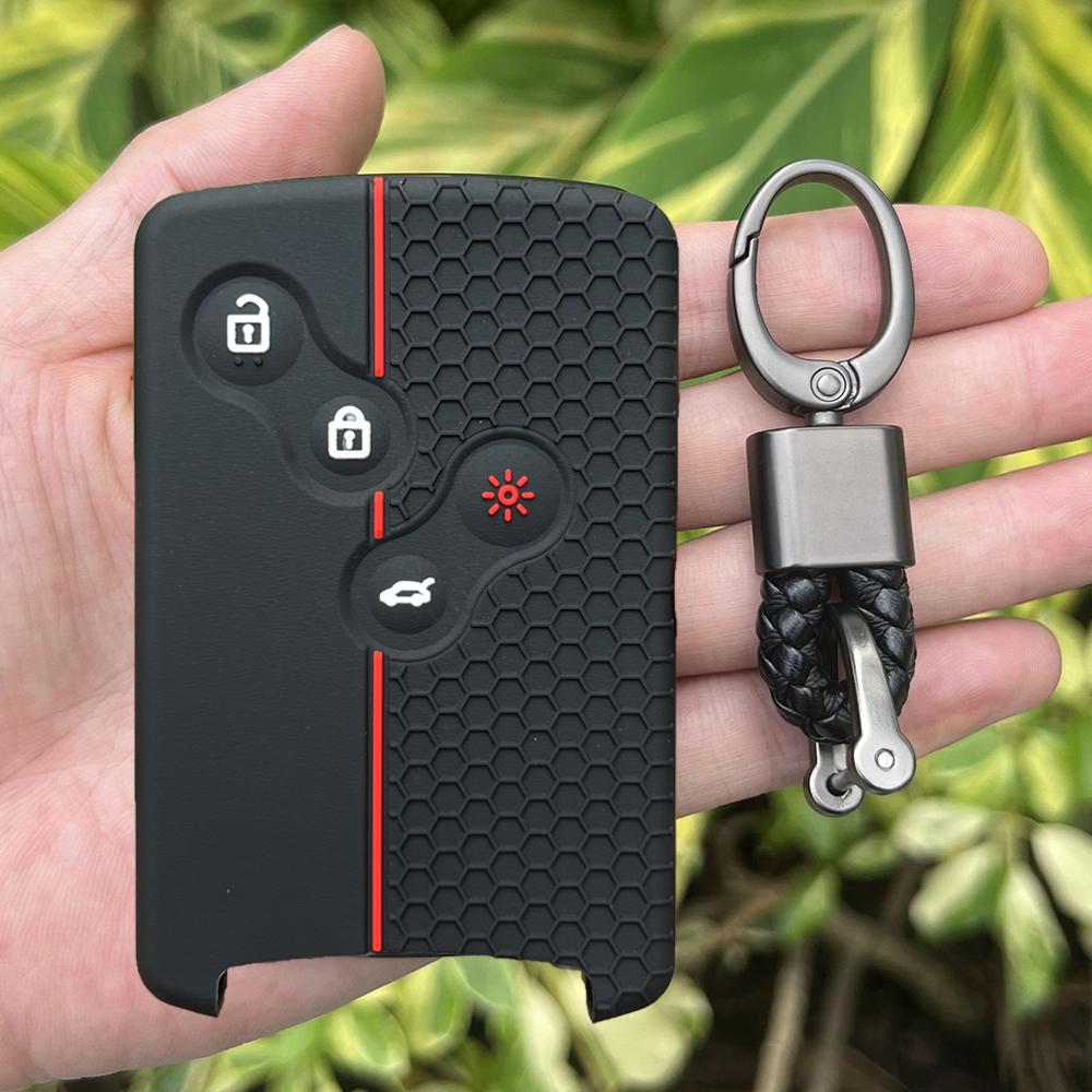 Silicone Car Key Cover For Renault Kadjar Captur Clio Megane 2 3 4 RS Koleos Logan Scenic Duster Card Case Key CHAIN Accessories