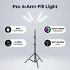 Luce LED Flessibile a 4 Bracci 3200K 5600K Rotazione a 360 gradi Luce di Riempimento Dimmerabile per Fotografia Live Streaming