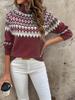 European Style High Neck Jacquard Sweater - Women's Autumn/Winter 2025 Fashion Long Sleeve Knitwear
