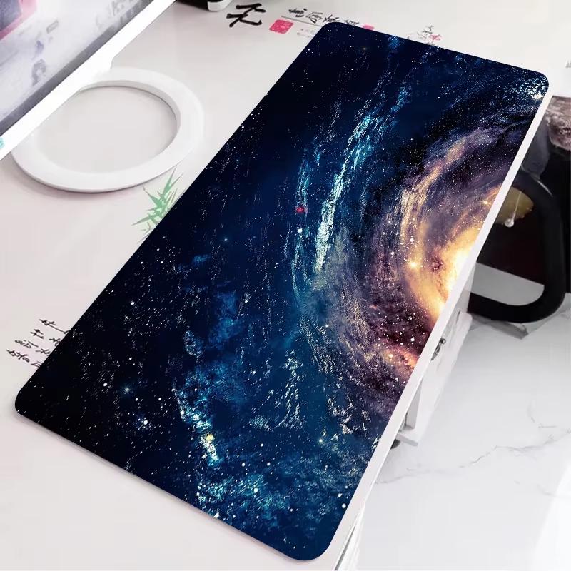 Purple Blue Planet Gaming Mouse Paddark Cosmic Nebula Starry Sky Print Waterproof Nonslip Full Desk Keyboard Mat For Gamers