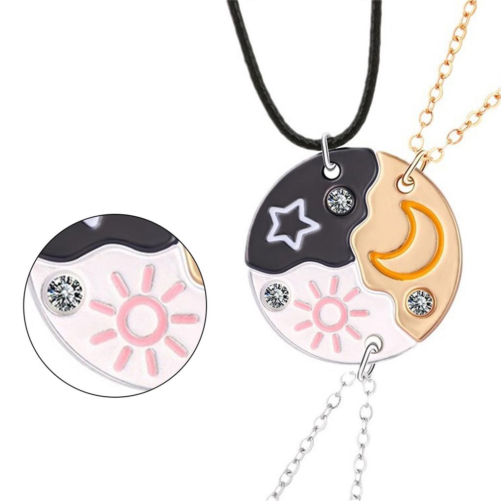 Stylish Sun Moon Star Pendant Necklace Set Decoration for Best Friend Couples Adjustable Chain Fashion Jewelry Gifts