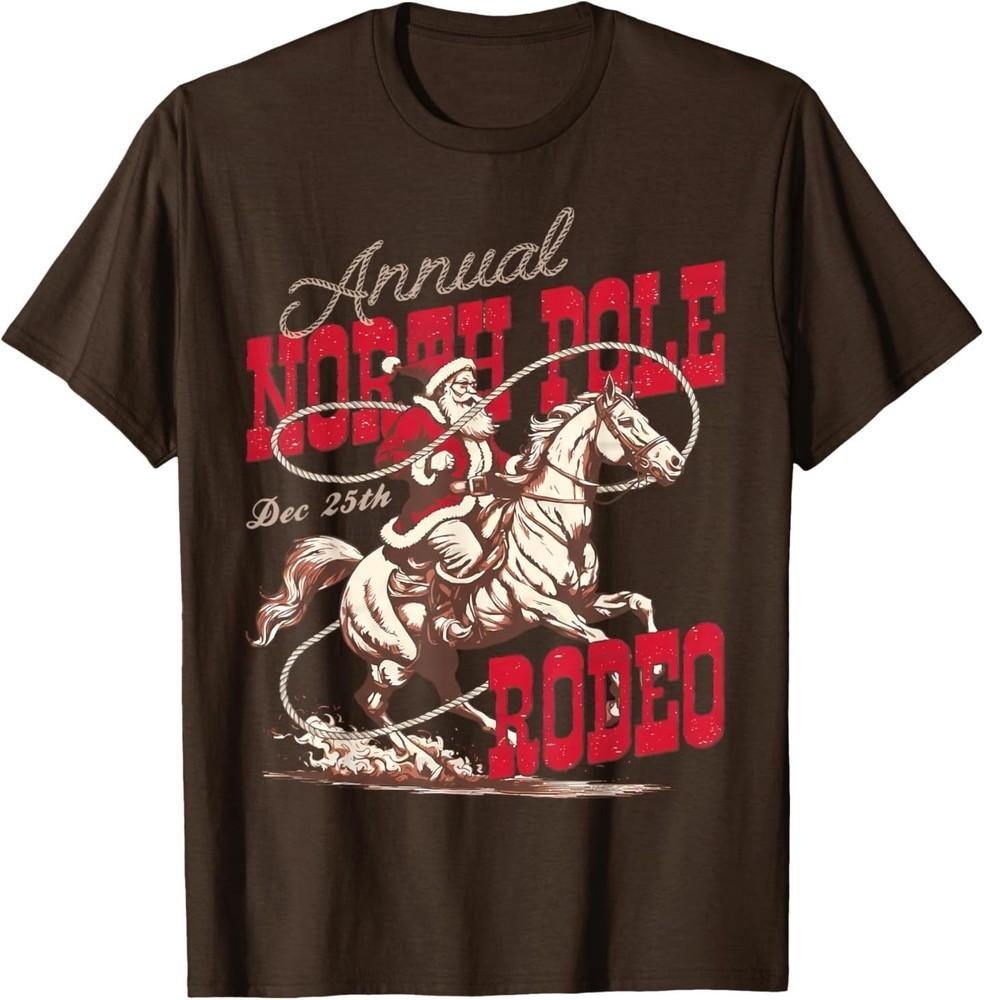 Vintage North Pole Rodeo Cowboy Santa Country Christmas T-Shirt Unisex T-Shirt