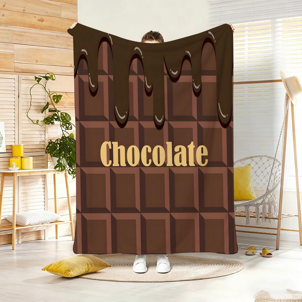 Cute Cartoon Chocolate Throw Lightweight Flannel Blanket Soft Skin-Friendly For Summer Cooling