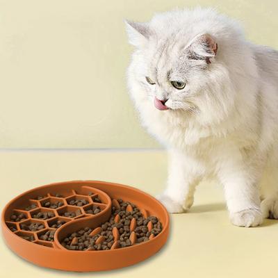 Yousheng Fressnapf für langsames Fressen Rutschfester Fressnapf Verlangsamt die Fressgeschwindigkeit des Haustiers Silikon-Fressnapf mit Saugnapf für Schnellfresser Katzen Hunde