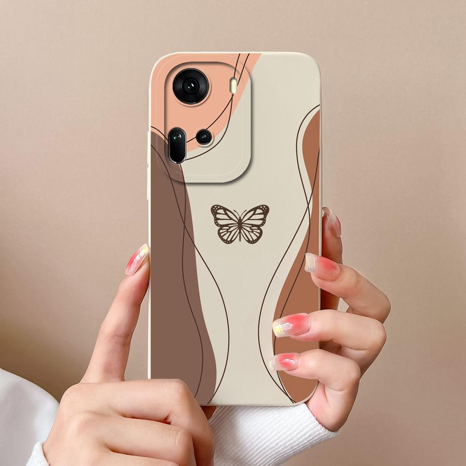 For OPPO Reno 11 Pro 5G Phone Case Butterfly Liquid Silicone Camera Protection Back Cover For OPPO Reno11 Pro Funda Coque Bumper