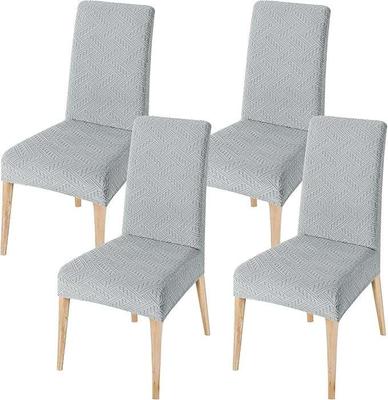 Set of 4 Dining Chair Covers, Elastic, Light Gray