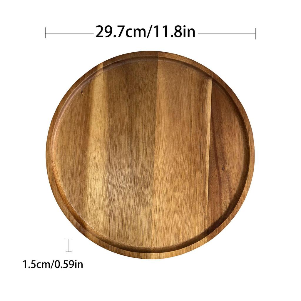 Large Japanese Acacia Wooden Tray & Dinner Plate Set