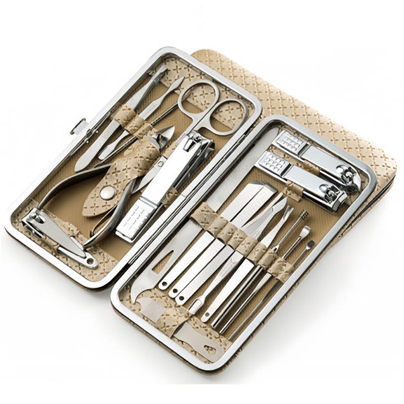 19 шт., набор кусачек для ногтей, маникюрные фрезы, пилочка для ногтей из нержавеющей стали, педикюрные ножницы для ногтей, инструмент, бытовой набор для обрезки ногтей золотой
