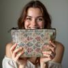 New Creative Pattern Zipper Storage Bag Printed Fine Hemp Cloth Bag Women's Multi Functional Makeup Bag