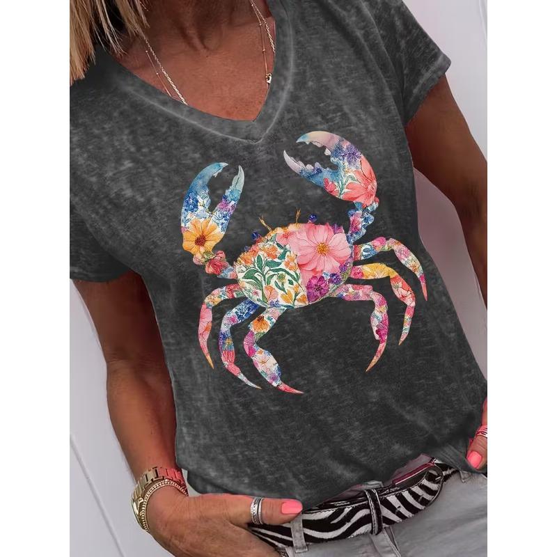 Women's V-neck short-sleeved T-shirt casual fashion
