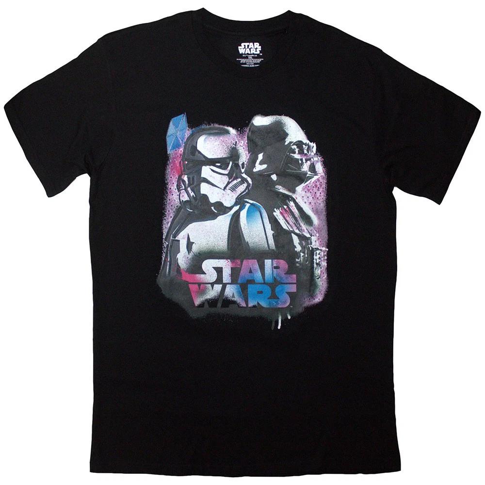 Star Wars Vader & Trooper Neon T-Shirt Black New M