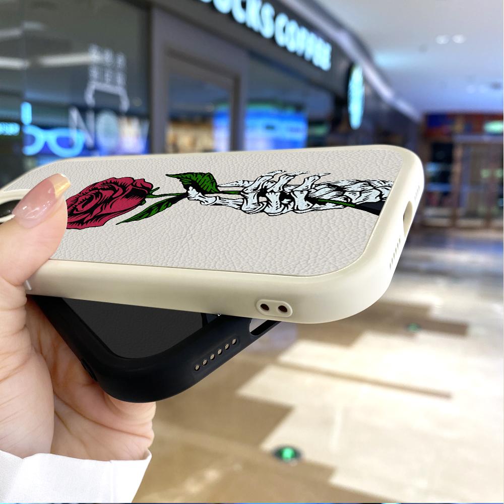 Slim Skin Feeling Cartoon Flowers Tulipany Miękkie silikonowe etui ze skóry PU na telefon Samsung Xiaomi Poco Redmi