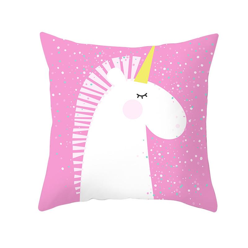 Time Cartoon Home Decor Pillow Purple Unicorn Pillowcase Rainbow Sunrise Sofa Cushion Cover