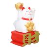 Lucky Cat Ornament Waving Arm Attract Wealth Lucky Fortune Cat for Desktop Car Office Shop White