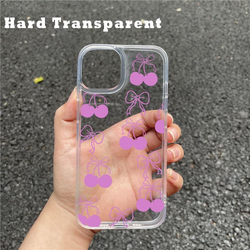 Simple Red Black Cherry Phone Case for Iphone 15 14 13 12 11 Pro Max X XR Xs Max 7 8 Plus Creative Transparent Shockproof Cases