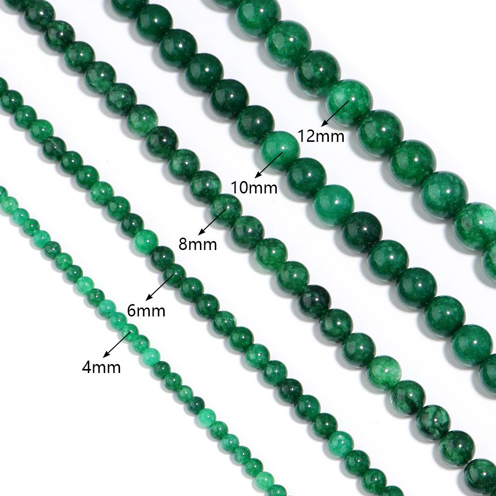 4 6 8 10 12mm Natural Green Jade Stone Beads Round Gemstone Loose Spacer Beads for DIY Jewelry Making Bracelet Necklace Supplies