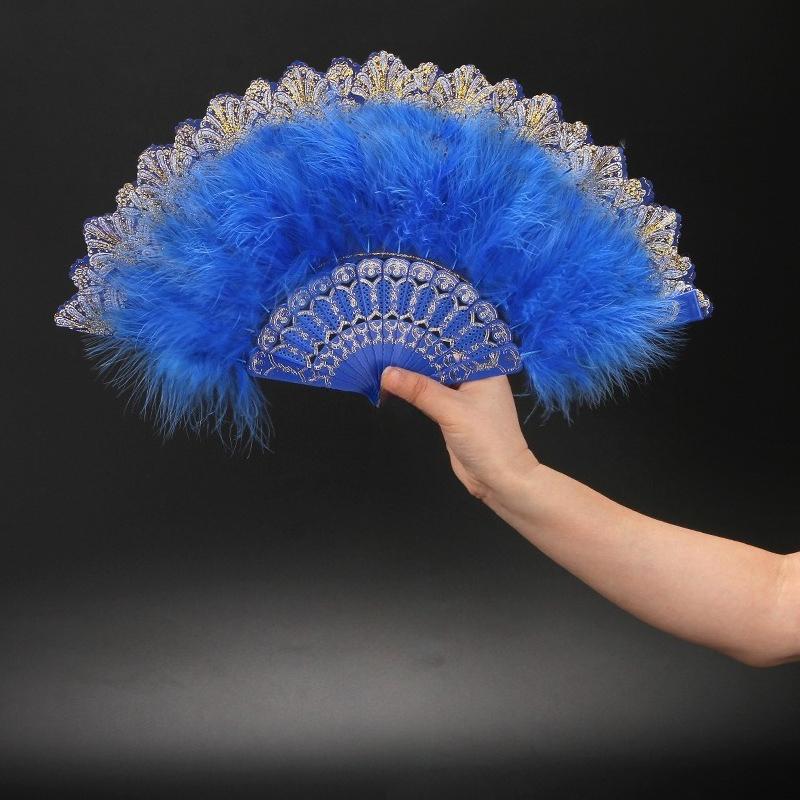 New Vintage Lolita Classical Folding Fan - Retro Dance, Qipao Runway & Court Fan, Elegant Feather Fan  for  Home  Décor