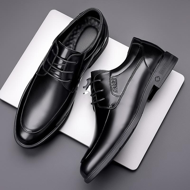 Young Men's Korean Version Wedding Groom Leather Shoes Men's Business Dress British Style Casual Leather Shoes Support Ciphertext Order