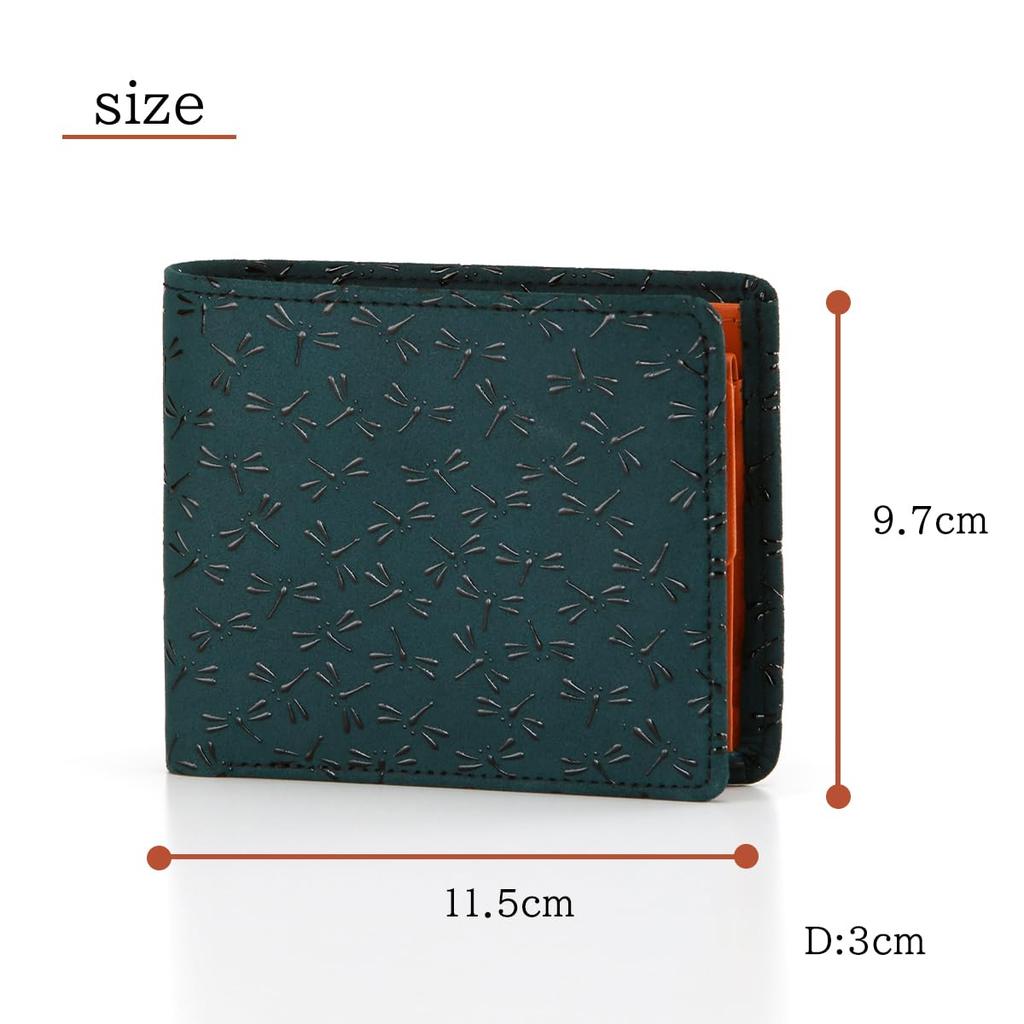 [Inden-ya] Inden HISOCA Hisoka Traditional Craft Koshu Inden Deerskin Lacquer Original Brand Wallet Green with Black Lacquer Dragonfly Design