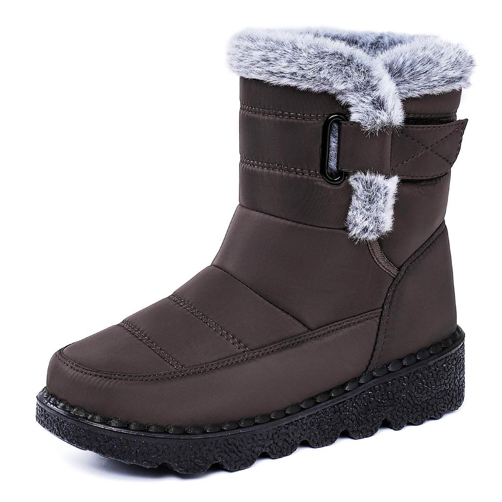 Damen Baumwollstiefel mit Fleecefutter zur Höhenvergrößerung - Dicksohlige Übergröße Winterstiefel aus Polyurethan