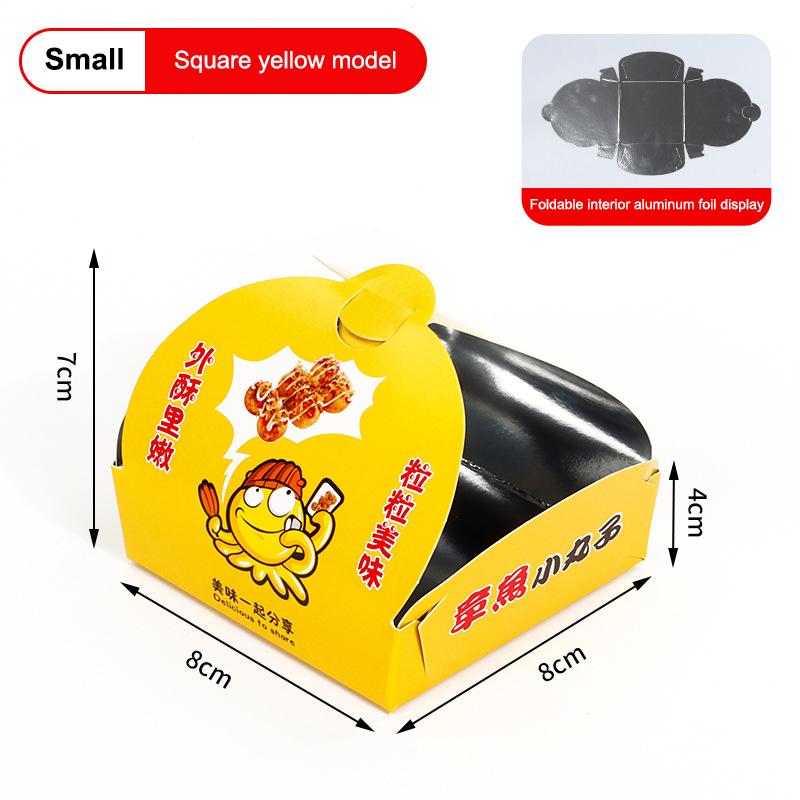 100Pcs Aluminum Film Disposable Octopus Ball Packaging Box Heat Preservation Japanese Street Food Takoyaki Takeaway Snack Pack