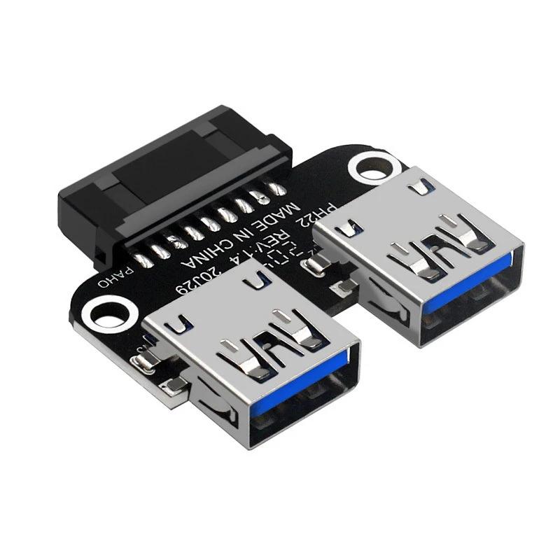 USB3.0 19/20Pin Female To Dual USB 3.0 A Female Adapter Motherboard Internal USB Splitter for Desktop PC DIY Case Expansion