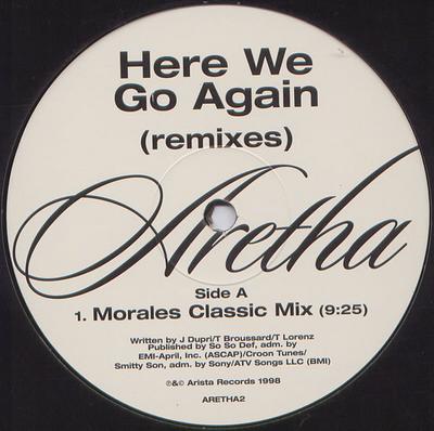 12inch Record ARETHA FRANKLIN - Here We Go Again (Remixes) ARETHA2 Arista 1998 UK Dance & Electronica Used