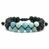 European-American White Turquoise & Lava Stone Double Layer Adjustable Bracelet