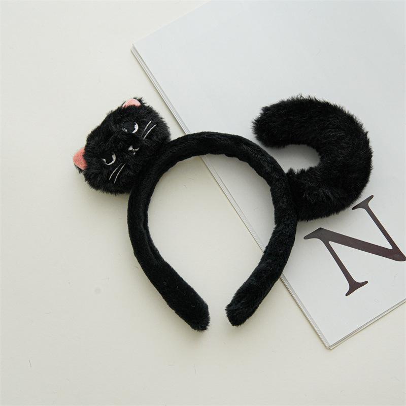 Black Cat Themed Hair Accessories Plush Halloween Styling Tools Cute Animal Ear Hair Ties Party Decorative Headwear