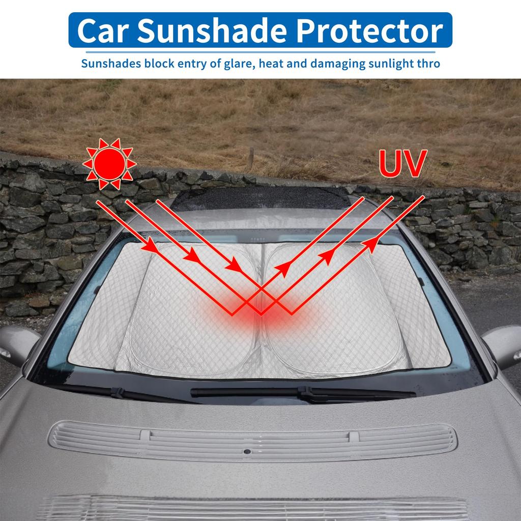 X AUTOHAUX Foldable Windshield Sunshade with Aluminum Film and Polyurethane for Honda Black N-BOX JF5/JF6 Series,
