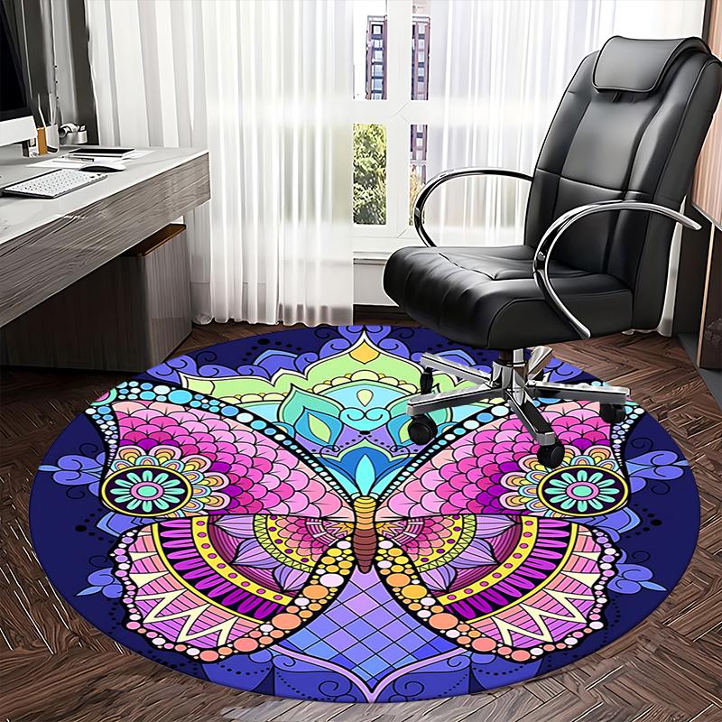 Colorful Butterfly Office Carpet Chair Mats, Vibrant Floral Design for Home Decor, Office Carpet, Living Room Gift, Bedroom Rug, Suitable for Various