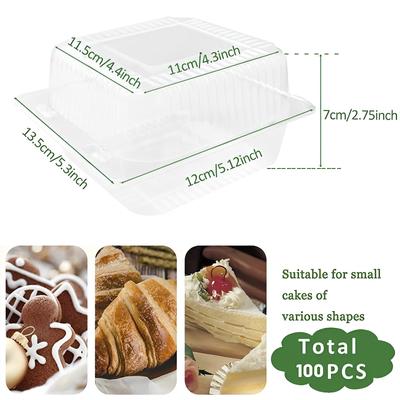 50/100Pcs Cake Dessert Slice Box Cupcake Container with Lid Stackable Clear Square Sandwich Storage Packing Box Party Supplies
