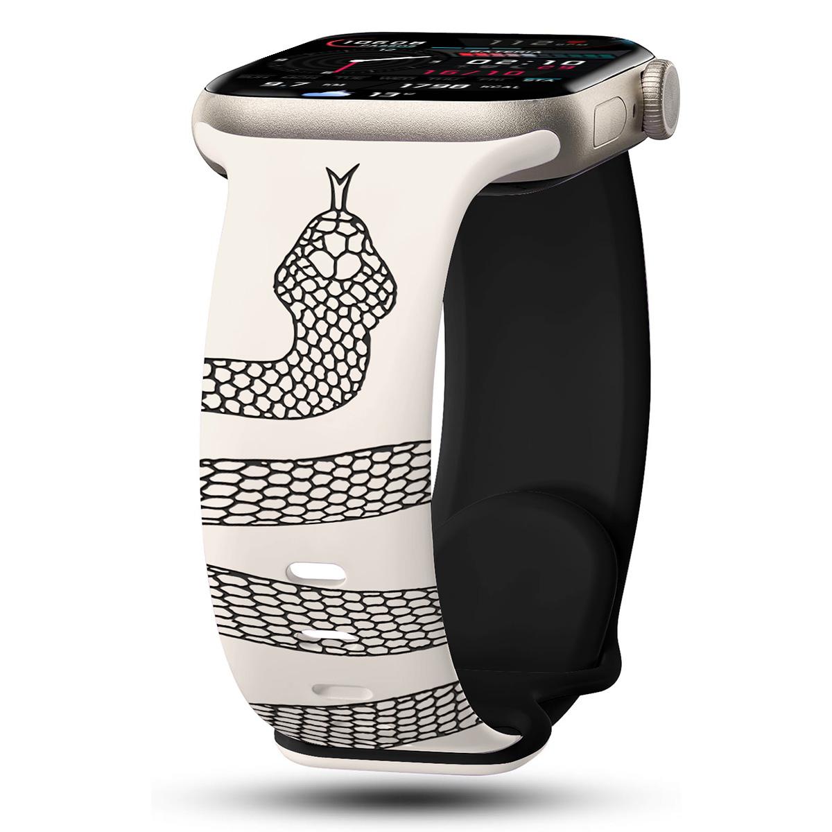 

Стильный двухцветный ремешок с гравировкой в виде змеи для Apple Watch 42 мм 46 мм 49 45 41 S10 9 8 Идеально подходит для повседневного ношения, вечеринок, спорта for iwatch 10 46mm