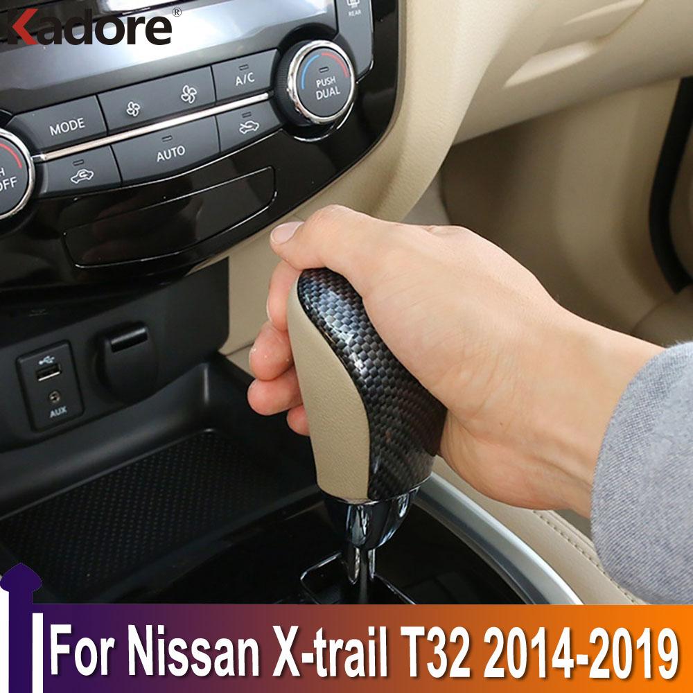 

Для Nissan X-trail X Trail T32 2014-Rogue 2014-2016 автомобильный Стайлинг из углеродного волокна, наклейка на головку переключения передач, отделка